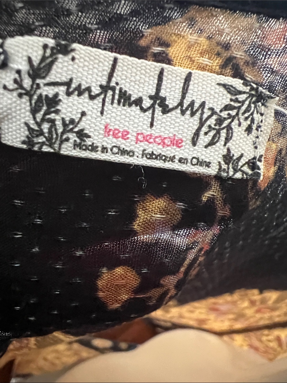 Free People Black mini Dress with Gold Floral Accents - Picture 2 of 5